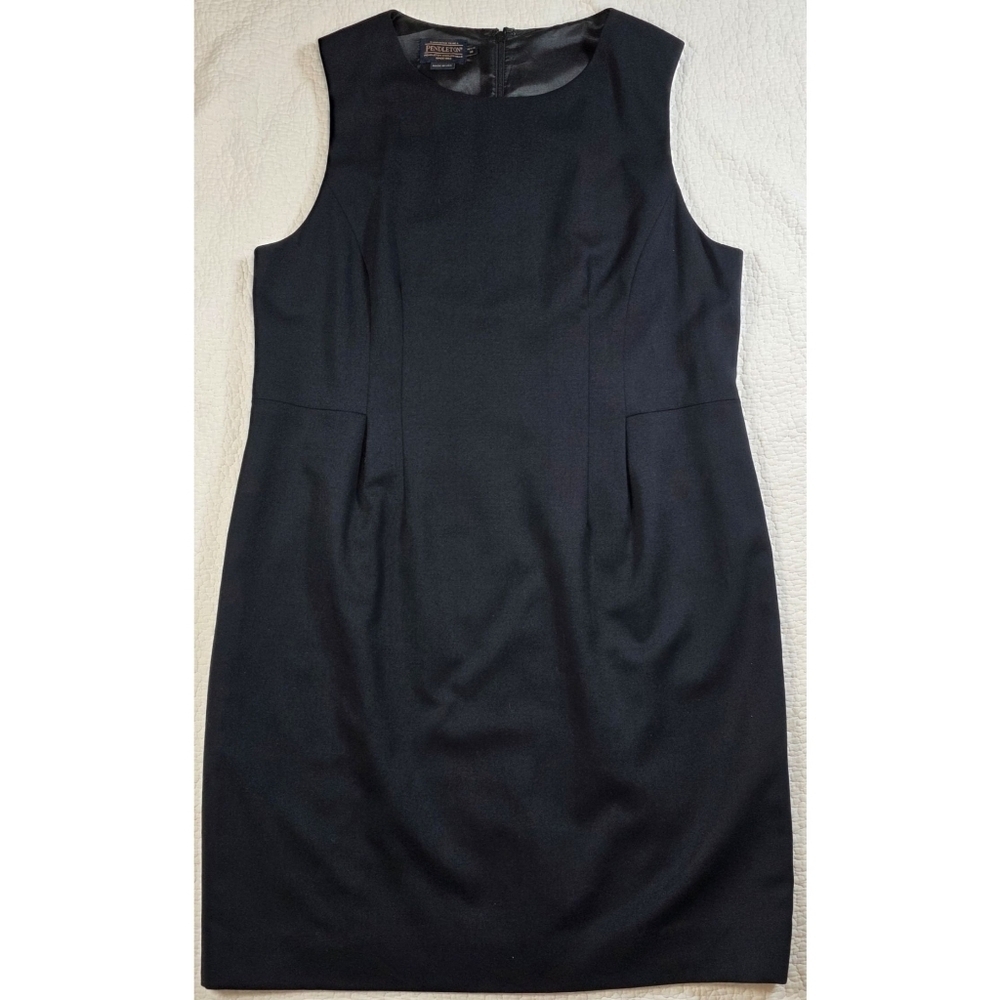 Pendleton Virgin Wool Navy Blue Sleeveless Sheath Petite Dress